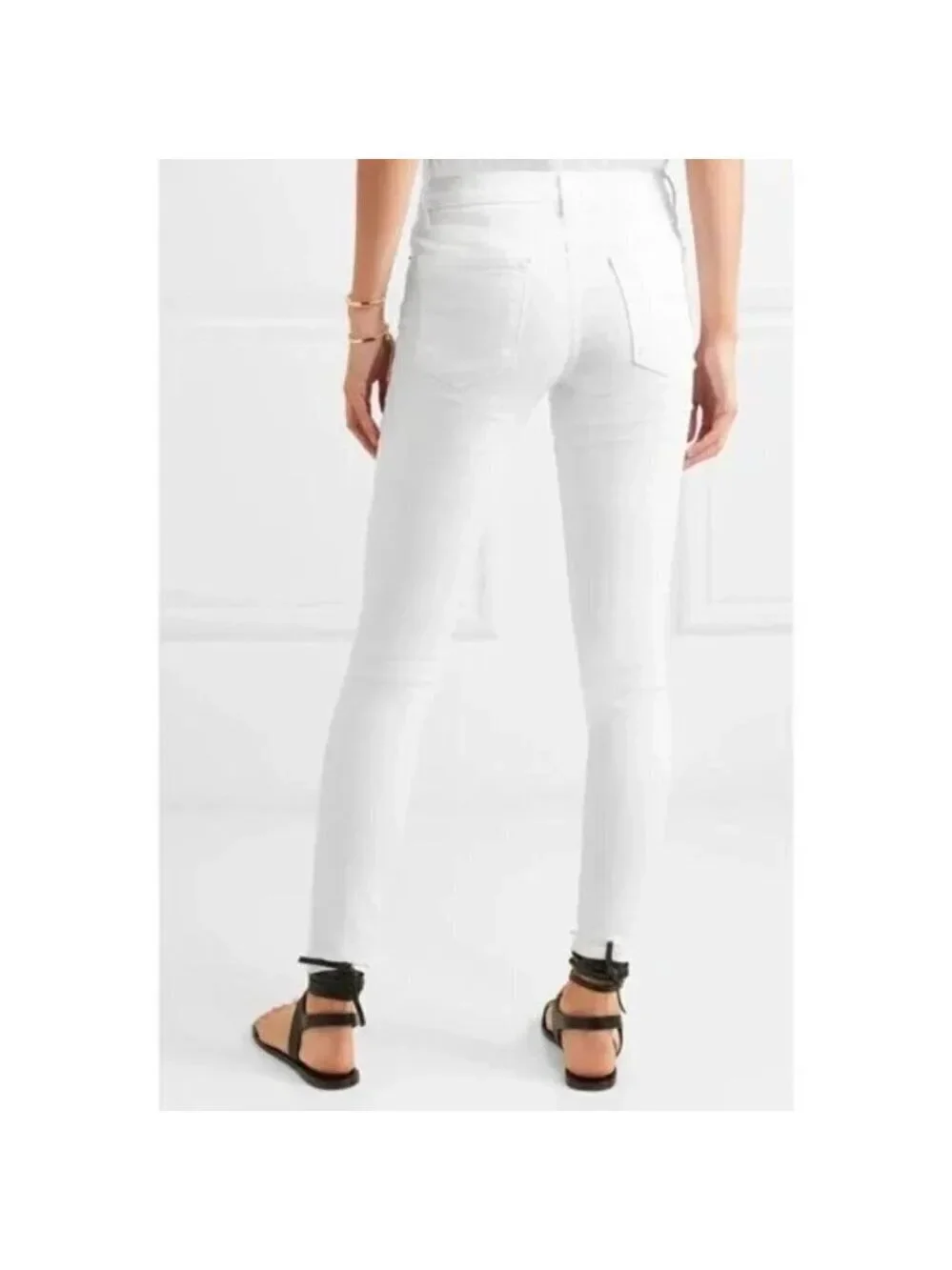Le Skinny De Jeane Blanc White Distressed Jeans by Frame Denim Size 27